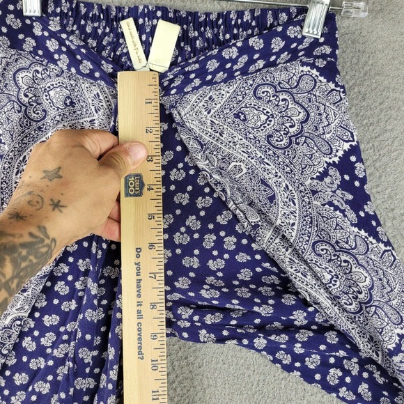 Japna Blue and White Patterned Wide-Leg Pants - Picture 3 of 12